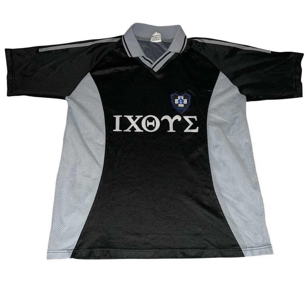Vintage IXORE Black Grey White Peru Made #10 Futbol Soccer Jersey Large